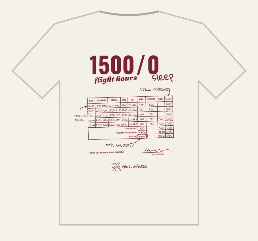 1500 FLIGHT HOURS / 0 SLEEP — pilot_arbuza T-shirt